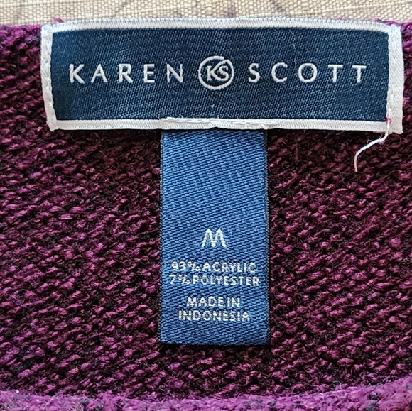 Karen Scott Colorblock Geometric Sweater Size M Purple, Gray, Black Long Sleeve - Picture 6 of 6